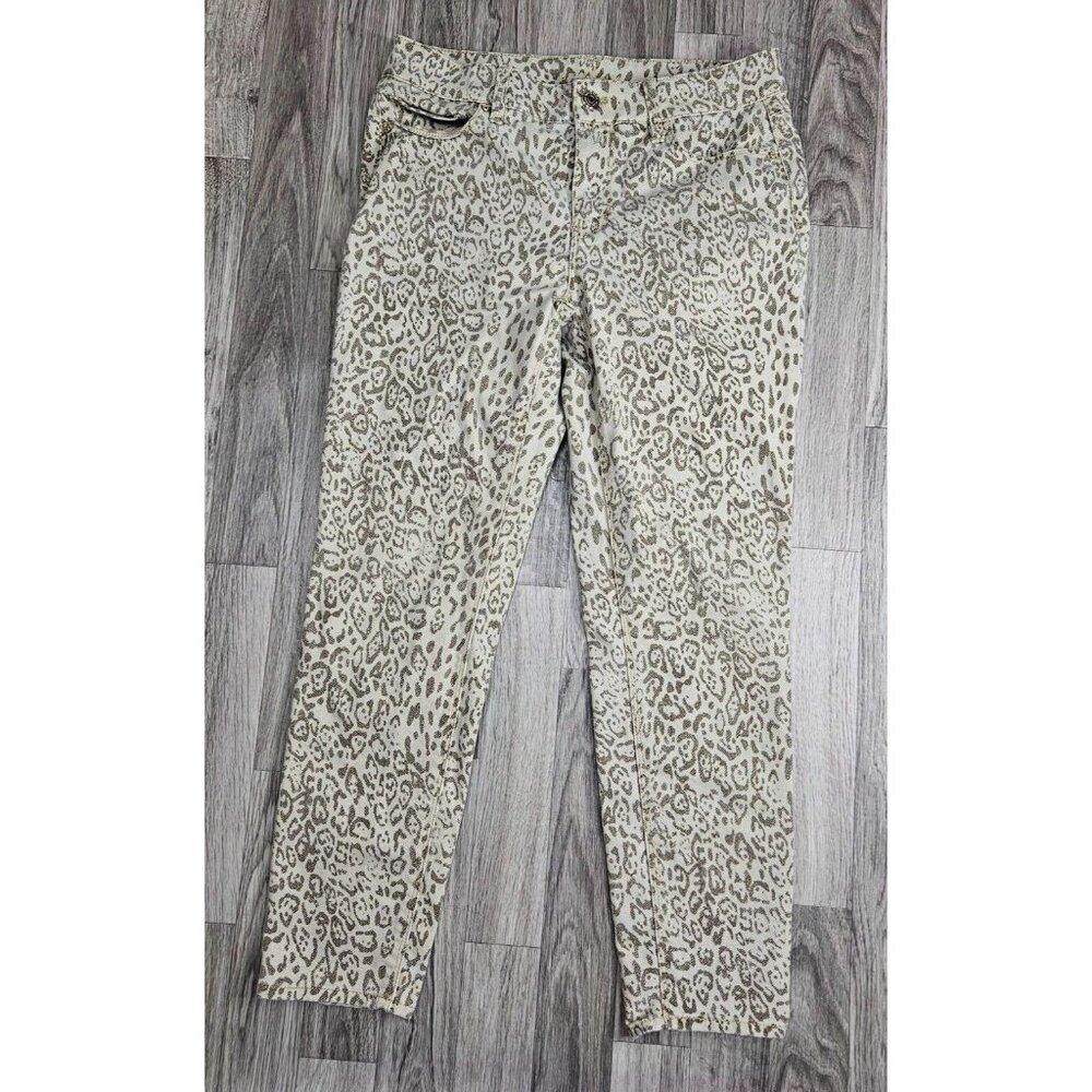 White House Black Market Womens Size 4 Skinny Crop Animal Print‎ Mid Rise Jeans